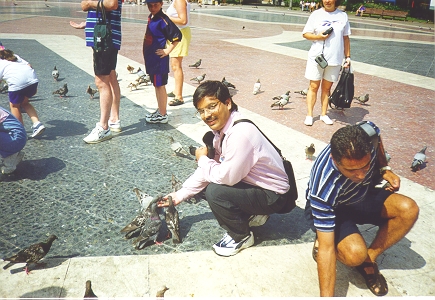 me at Catalunya Circle feeding Piegons